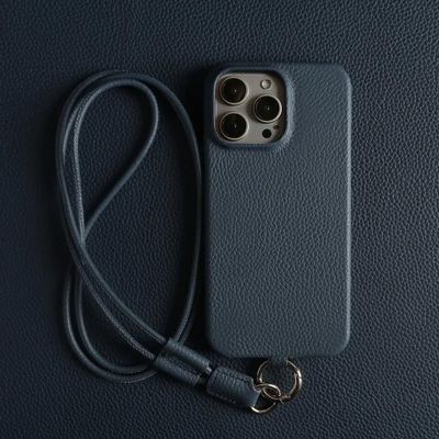 ZSUFCBF Luxurise Leather Case with Crossbody Strap for iPhone 13 Pro, Navy Blue