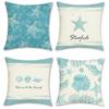 COZZSNUGE Summer Coastal Cushion Covers 45 x 45 cm, Starfish Shell Coral Maritime Decorative Pillow Covers 4-Pack view 1