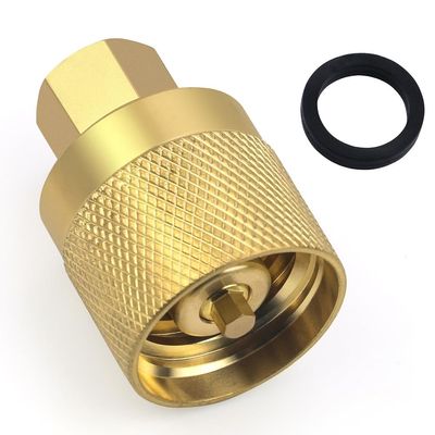 Qerwsdty RE7141F Propane Forklift Connection Adapter Valve with Seal - Brass Bushing