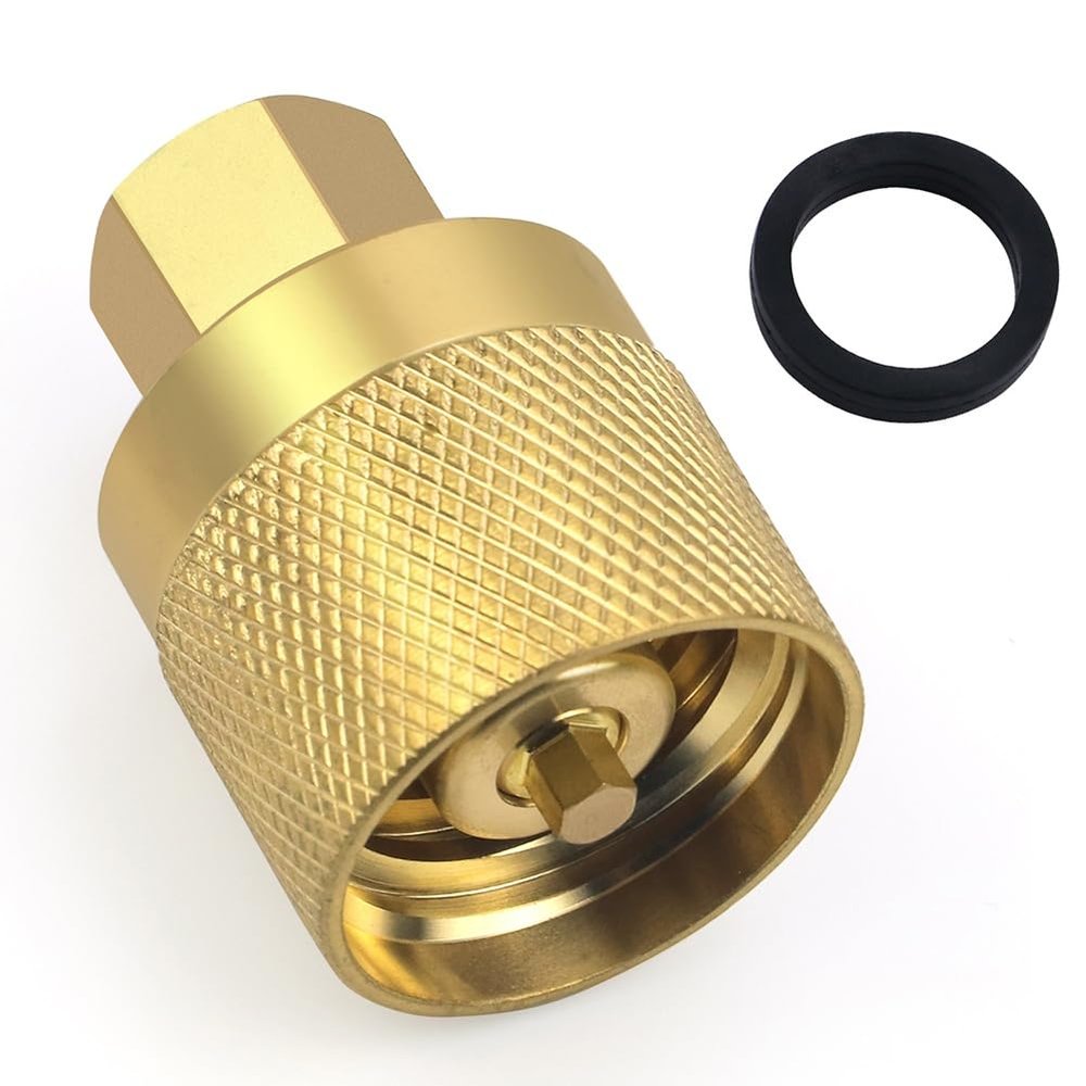 Qerwsdty RE7141F Propane Forklift Connection Adapter Valve with Seal - Brass Bushing