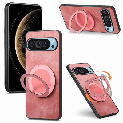 Jiajihua Case Compatible with Google Pixel 9 / Pixel 9 Pro / 10 / 10 Pro, Built-In Magnet, [PC+TPU+PU] 3-in-1 Two-Way Kickstand, Anti-Drop Cover, Pink