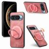 Jiajihua Case Compatible with Google Pixel 9 / Pixel 9 Pro / 10 / 10 Pro, Built-In Magnet, [PC+TPU+PU] 3-in-1 Two-Way Kickstand, Anti-Drop Cover, Pink view 1