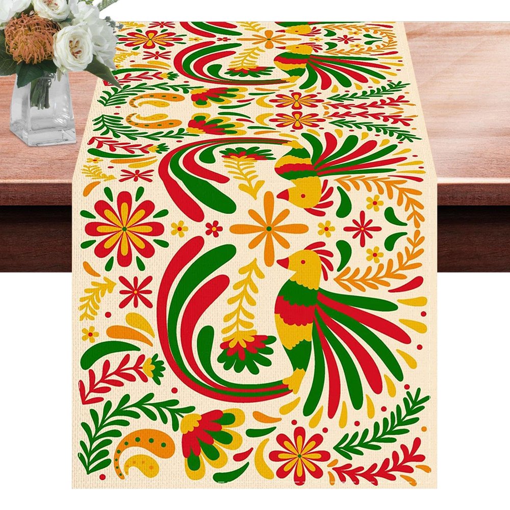 Mexican Party Table Runner with Natural Flowers