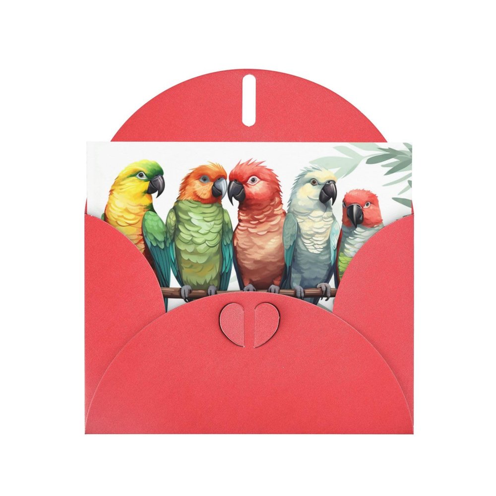 DWVTSLH Colorful Parrots on a Tree Greeting Cards with Envelopes and Stickers, Blank, 10.2 x 15.2 cm