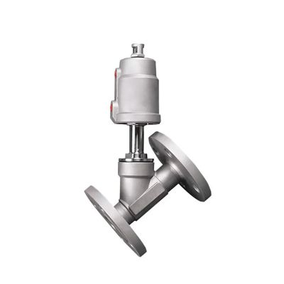 EOTVHTMT DN100 Stainless Steel Flanged Pneumatic Angle Seat Valve, Normally Closed, Single-Acting