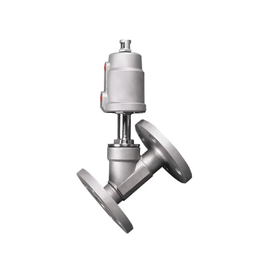 EOTVHTMT DN100 Stainless Steel Flanged Pneumatic Angle Seat Valve, Normally Closed, Single-Acting