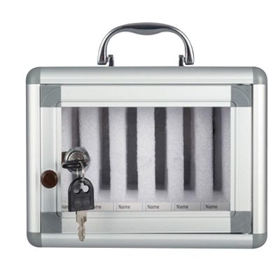 XDCXYD Aluminum Alloy Cell Phone Cabinet, Phone Safe, School Box with Transparent Door, 6 Compartments