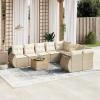 qohoio 9-Piece Garden Sofa Set with Cushions, Beige Poly Rattan view 1