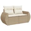 qohoio 9-Piece Garden Sofa Set with Cushions, Beige Poly Rattan view 4