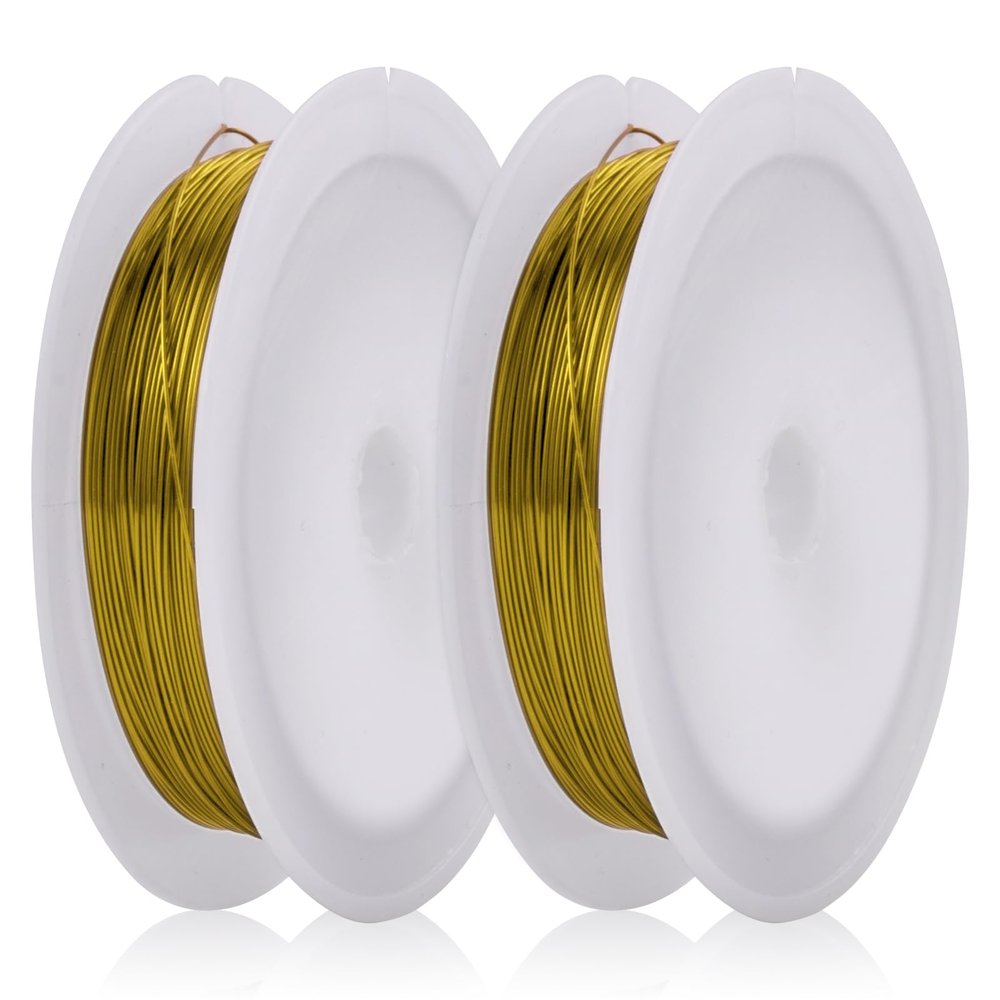 MEGAVOW Craft Wire 0.4mm x 10m, Jewelry Wire for Bracelets, Floral Wire, DIY Decor Wire, Gold