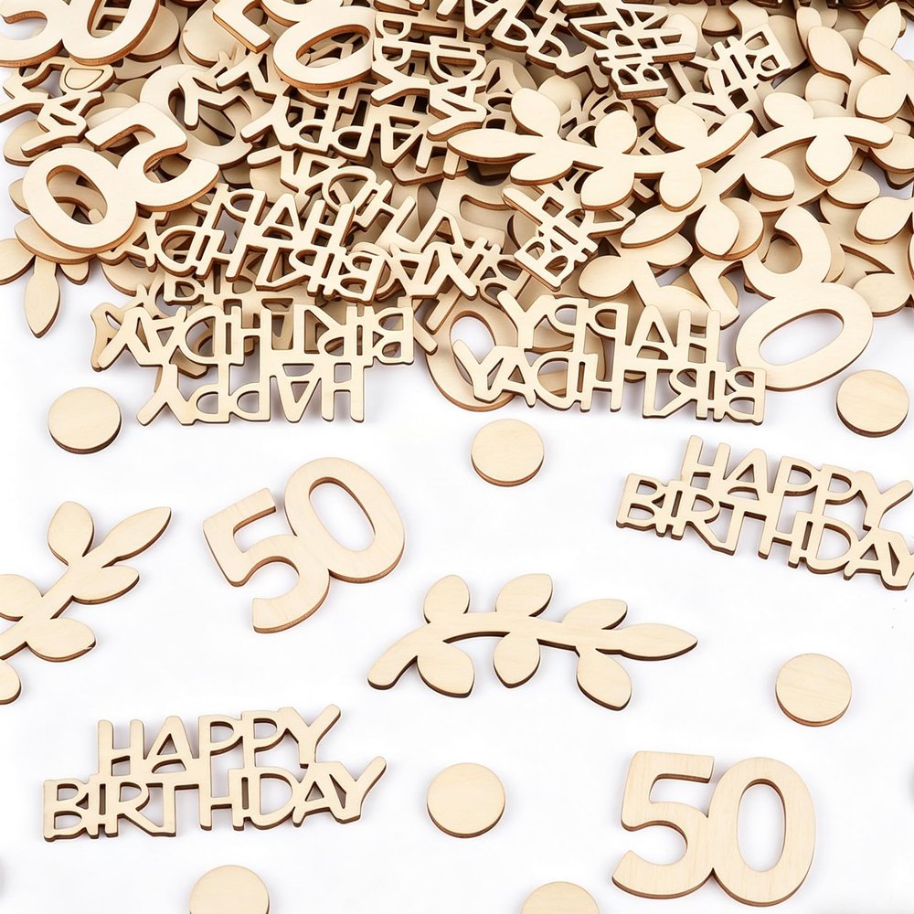 100 Pcs Wooden Confetti Birthday Decor