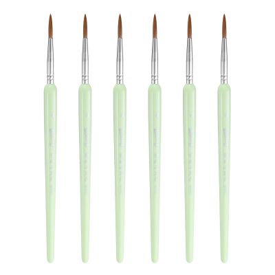 QUARKZMAN 6-Piece Detail Brush Set 17mm Nylon Tip for Watercolor & Acrylic Painting (4#), Green