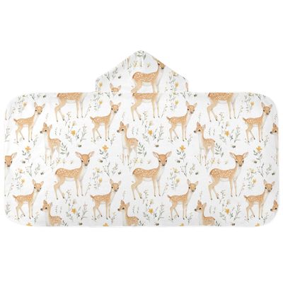 WDdZzyy Kids' Beach Towel with Cute Sika Deer, White Hooded Toddler Towel