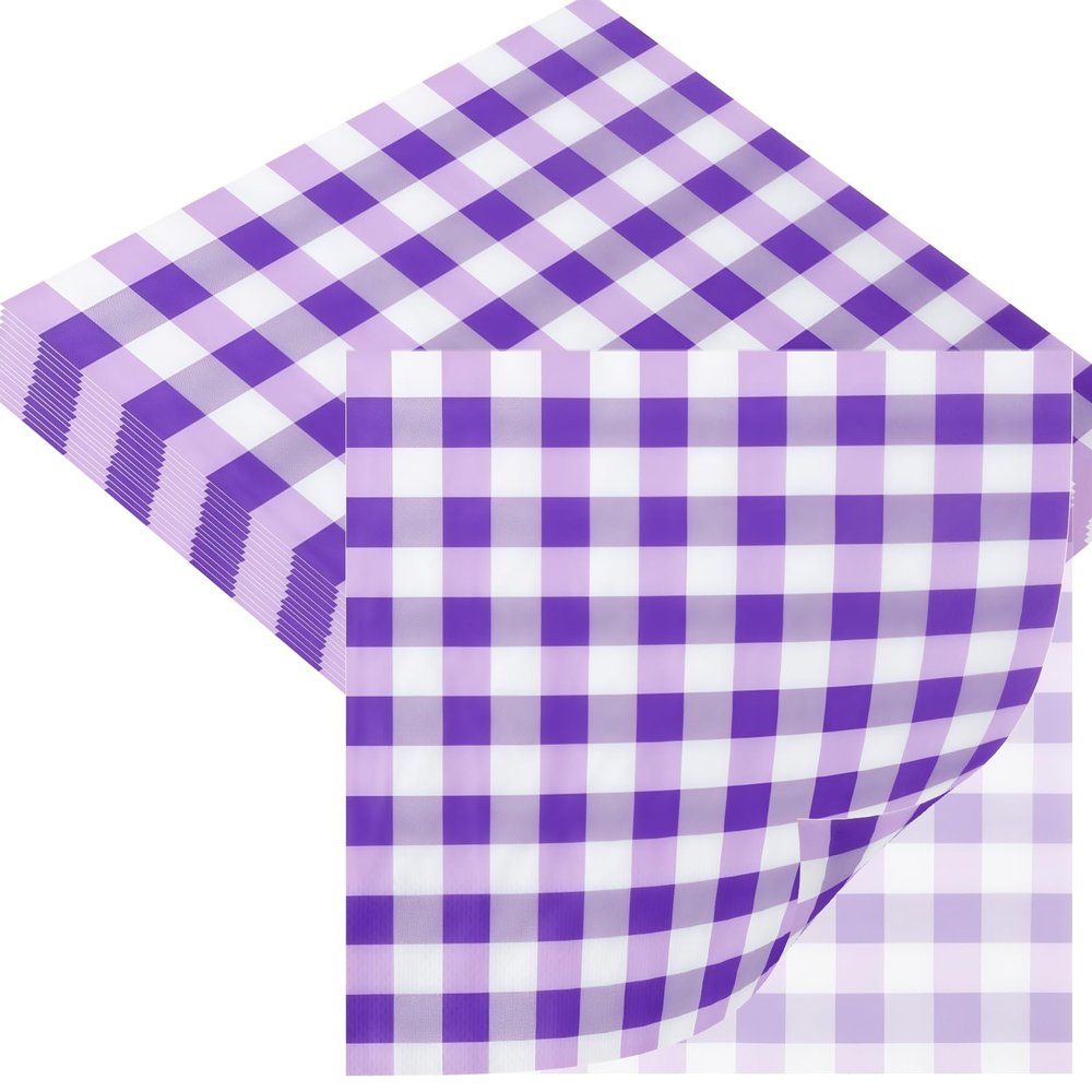 20 Purple Checkered Napkins, 33 x 33 cm