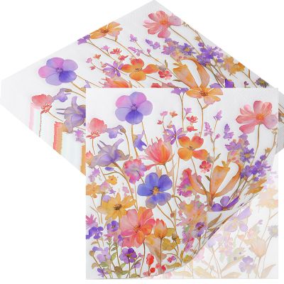20 Floral Napkins, 33 x 33 cm, Paper Napkins for Birthdays, Baby Showers, Garden Parties and Table Decoration