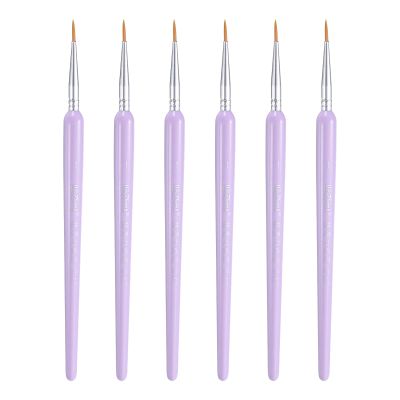 QUARKZMAN 6-Piece Detail Brush Set 10mm Tip Nylon Hair for Watercolor & Acrylic Painting (1#), Purple