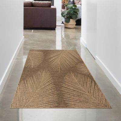 CARPETIA Indoor & Outdoor Rug Palm Leaves Beige/Brown 24 x 71 in