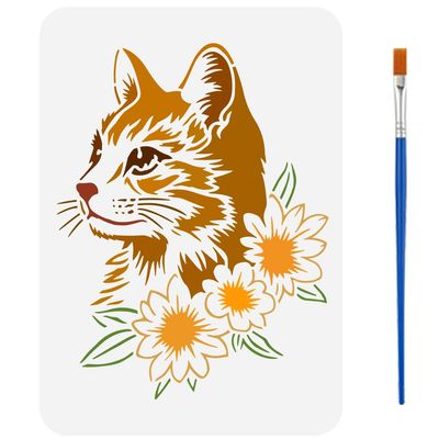 FINGERINSPIRE Cat Stencil with Brush