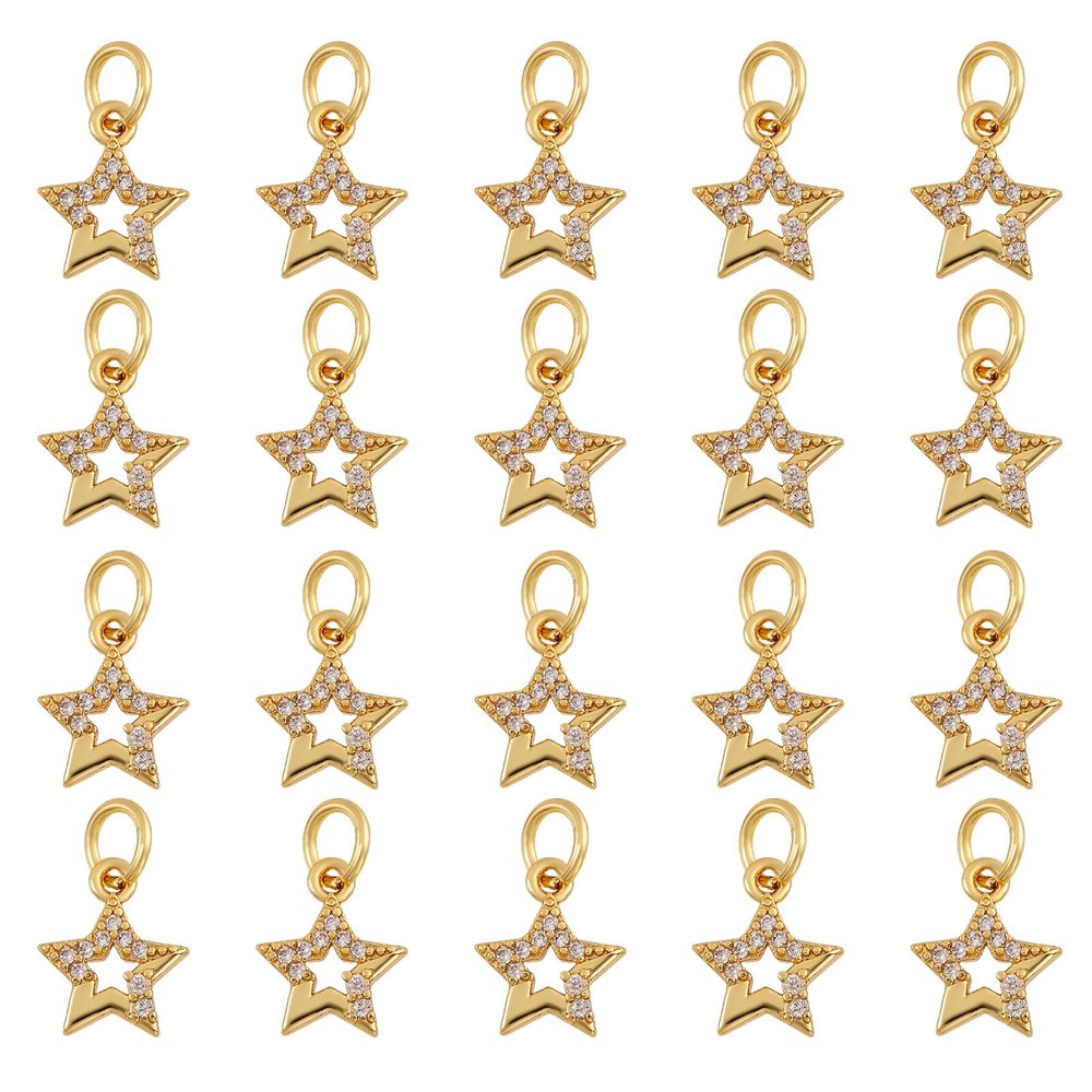 20 Pack 18K Gold-Plated Star Charms