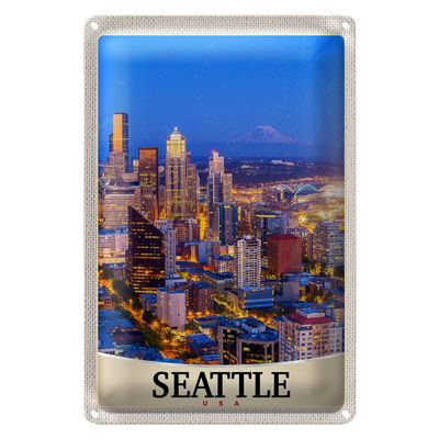 Seattle Skyline | Metal Sign | Wall Decor | USA Souvenir | 20 cm x 30 cm