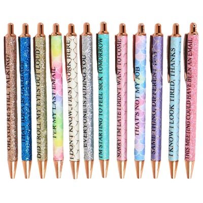 Funny Gel Pens, Portable Signature Pen Set, Quick-Drying, 12-Piece