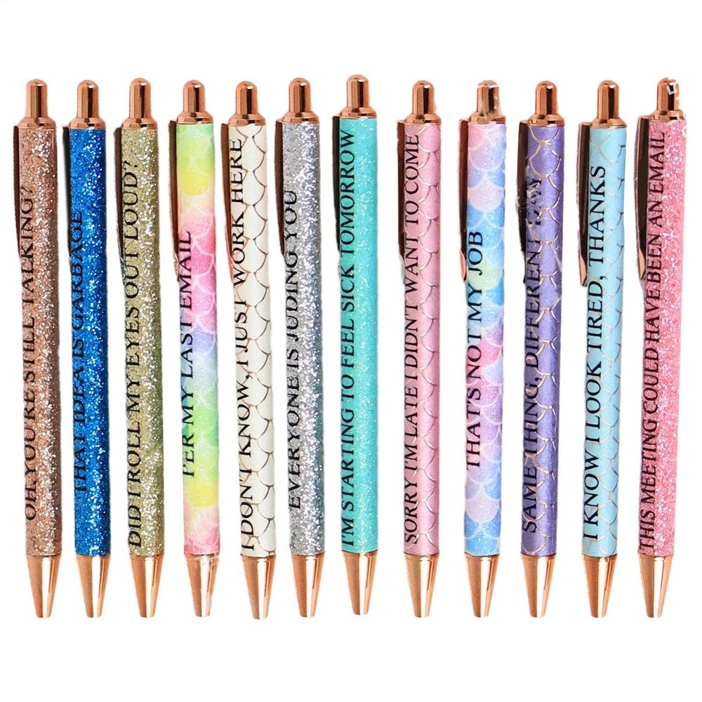 Funny Gel Pens, Portable Signature Pen Set, Quick-Drying, 12-Piece