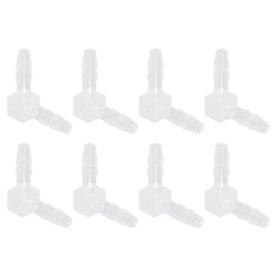 QUARKZMAN 1/8" Hose Barb Fittings, 8-Piece Equal Barbed 90-Degree Elbow L-Shaped 2-Way Plastic Splicer Connectors