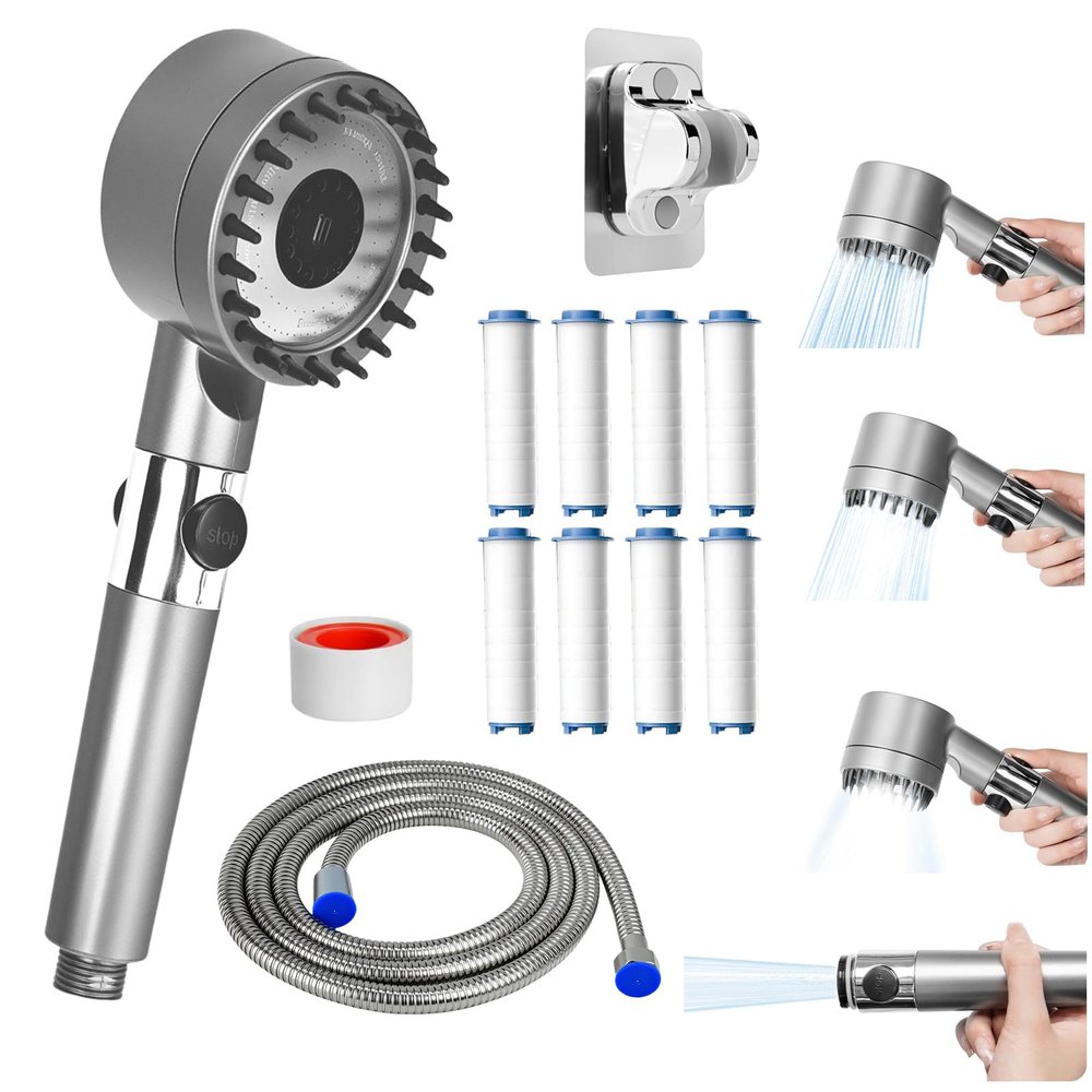 Filtered High-Pressure Handheld Showerhead, 4 Spray Modes