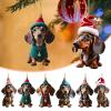 Cartoon Dachshund Christmas Ornament view 2