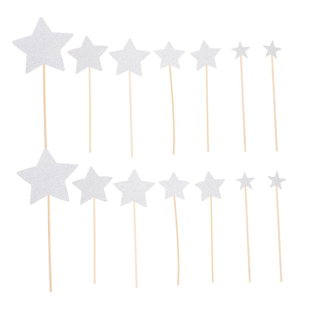 MAGICLULU 70-Piece Wood and Paper Cupcake Pickers with Star Glitter Cake Toppers
