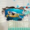 3D Sea Turtle Wall Decal, Ocean Theme, 62 x 45 cm, Underwater Scene view 1