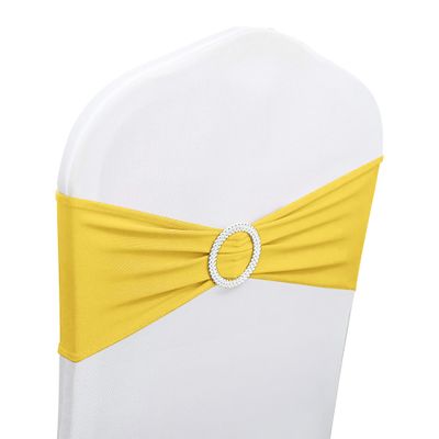 100 Lemon Yellow Stretch Spandex Chair Sashes with Slider Buckles