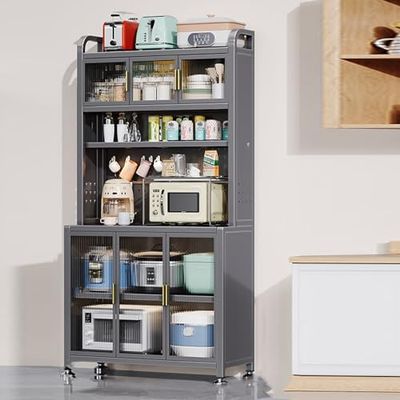 Freestanding 6-Tier Metal Microwave and Kitchen Storage Rack