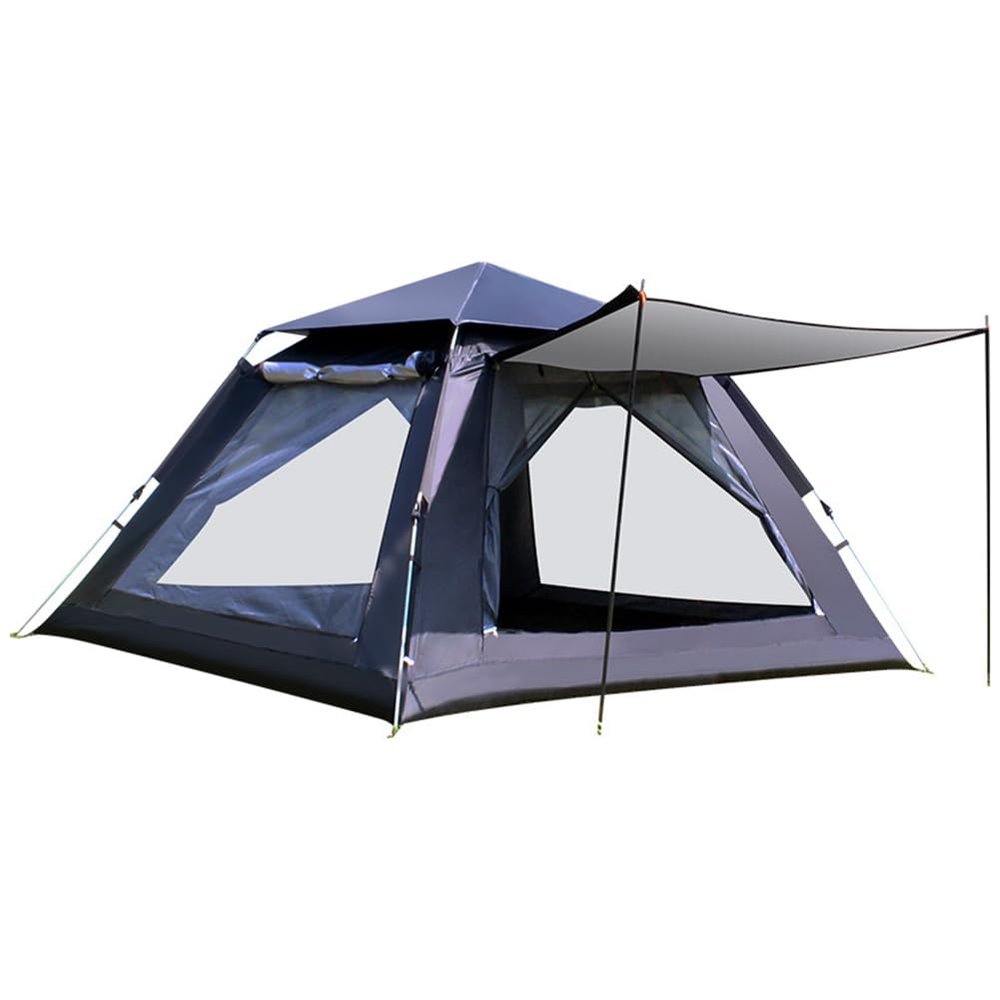 Family Dome Pop-Up Tent, Waterproof Sun Shelter, Oxford Fabric with Vestibule and Mosquito Protection, Black, 240 x 240 x 150 cm