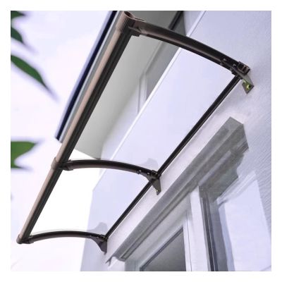 HBOOMOEM Transparent Curved Lean-To Door Canopy, Aluminum Alloy Brackets, 65 × 150 cm