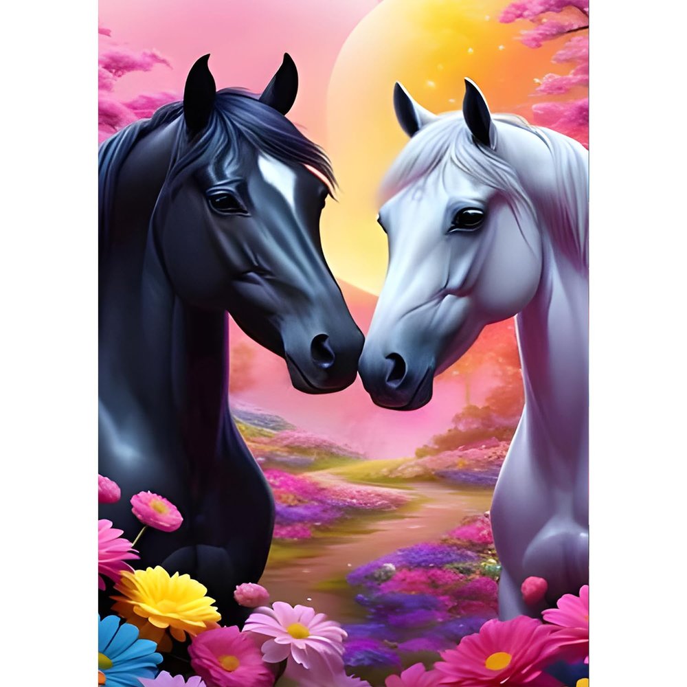 QQYRHN 5D Two Horses Diamond Painting Kit