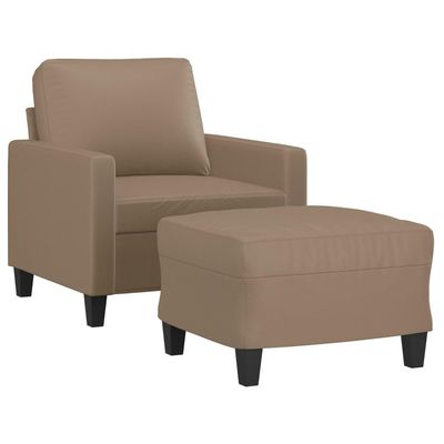 HEFZGDB Armchair with Footstool, Cappuccino Brown Faux Leather, 60 cm