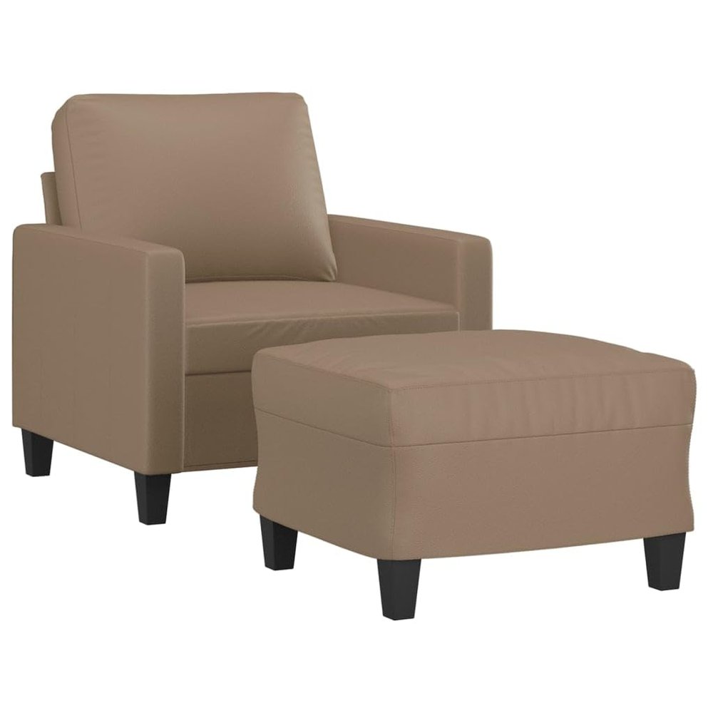 HEFZGDB Armchair with Footstool, Cappuccino Brown Faux Leather, 60 cm