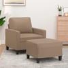HEFZGDB Armchair with Footstool, Cappuccino Brown Faux Leather, 60 cm view 3