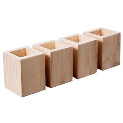 PXAMORTEL Wooden Furniture Risers, Set of 4, Square, 5–20 cm Height Increase