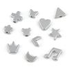 10 Stainless Steel Heart and Star Spacer Beads, Gold/Silver, 8 x 3 mm, Star-Silver view 3