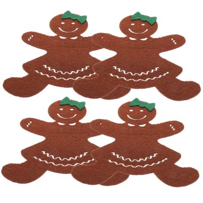 ABOOFAN 4-Piece Christmas Cutlery Holders with Gingerbread Design