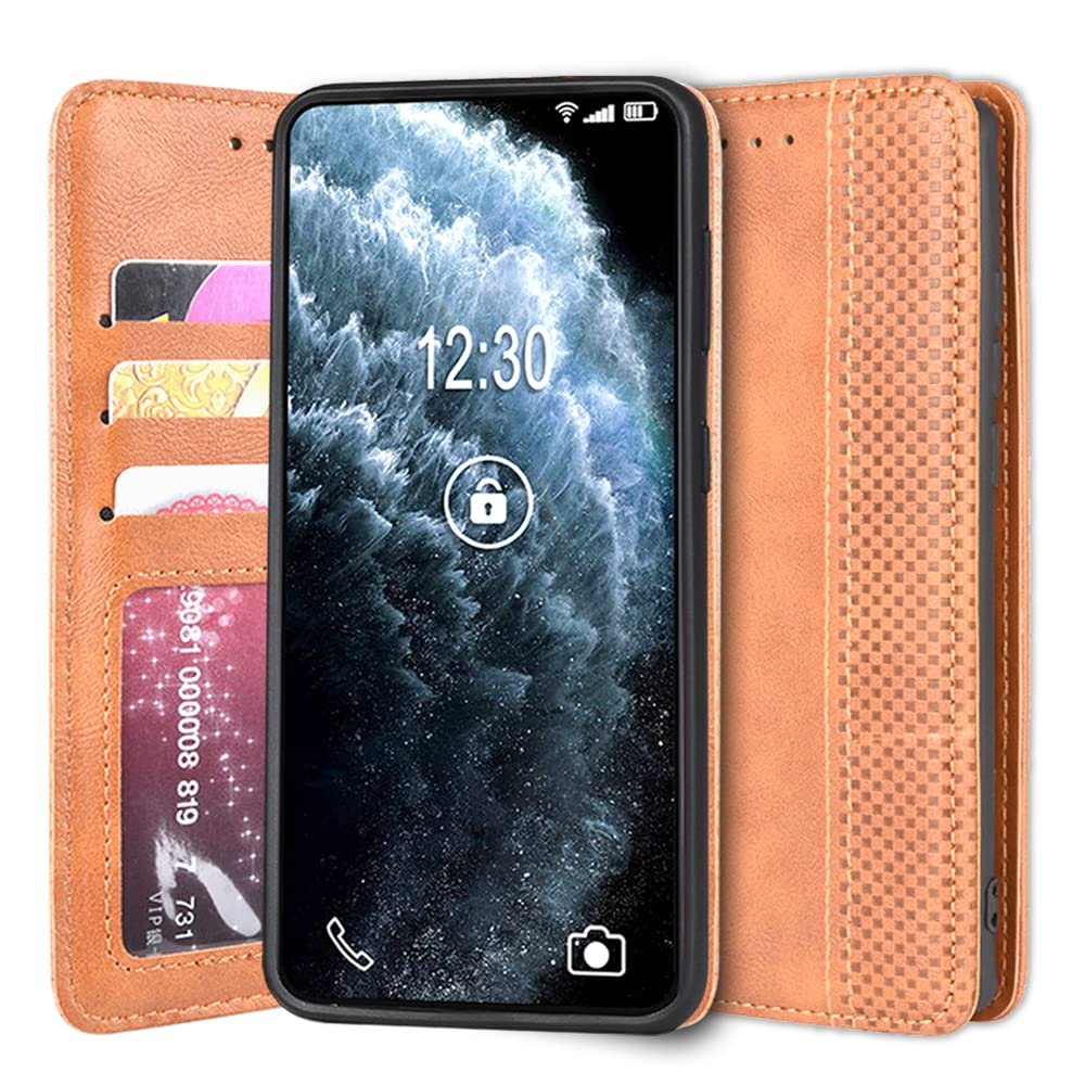 Sinyunron Phone Case for Samsung Galaxy A16 4G/5G, Brown PU Leather Wallet Folio Case