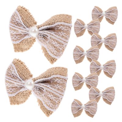 FRCOLOR 10-Piece Vintage Linen Craft Bows