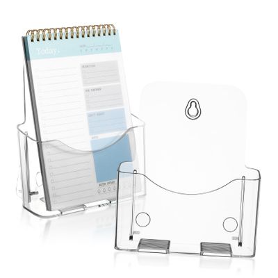 Acrylic Brochure Holders, 2-Pack, Angled Design for Desk