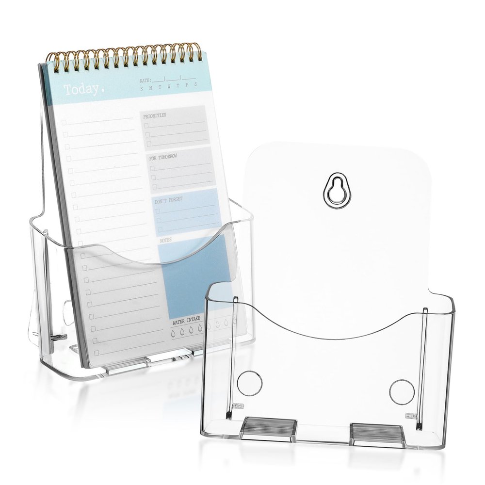 Acrylic Brochure Holders, 2-Pack, Angled Design for Desk