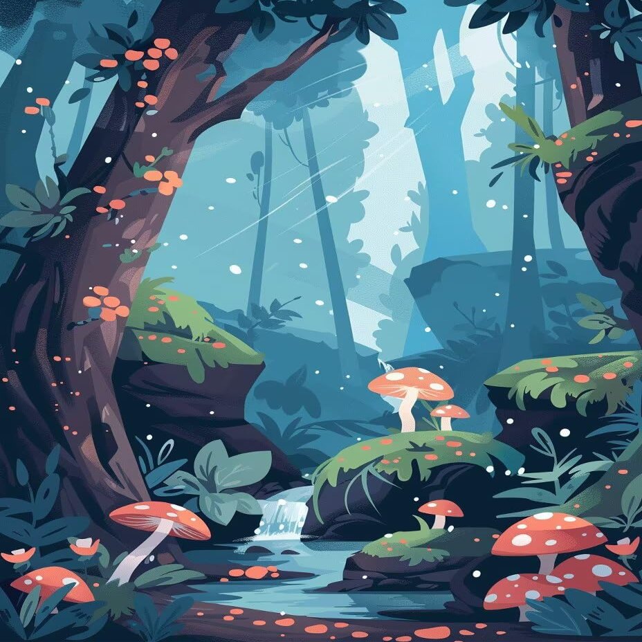 Mushroom and Tree Diamond Painting Kit for Adults and Kids, Beginner DIY 5D Craft, 70 x 95 cm