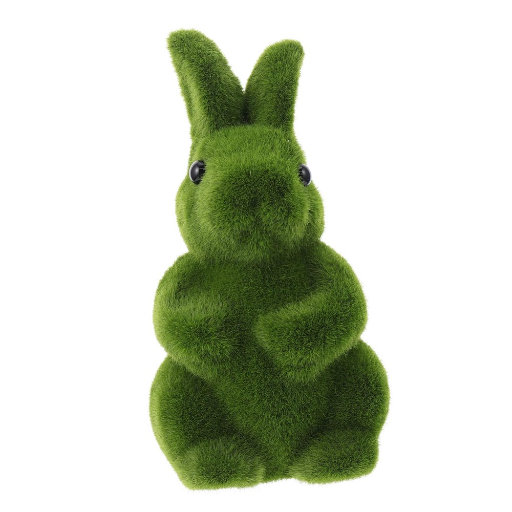 HEMOTON Moss-Flocked Easter Bunny Statue, Garden Figurine