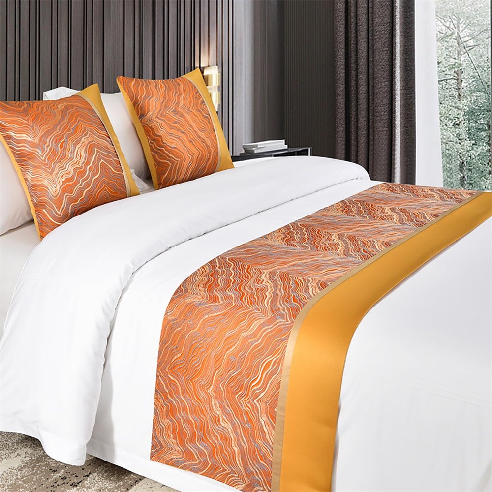 Jacquard Bed Runner, Orange, 50 × 240 cm for 180 cm Beds