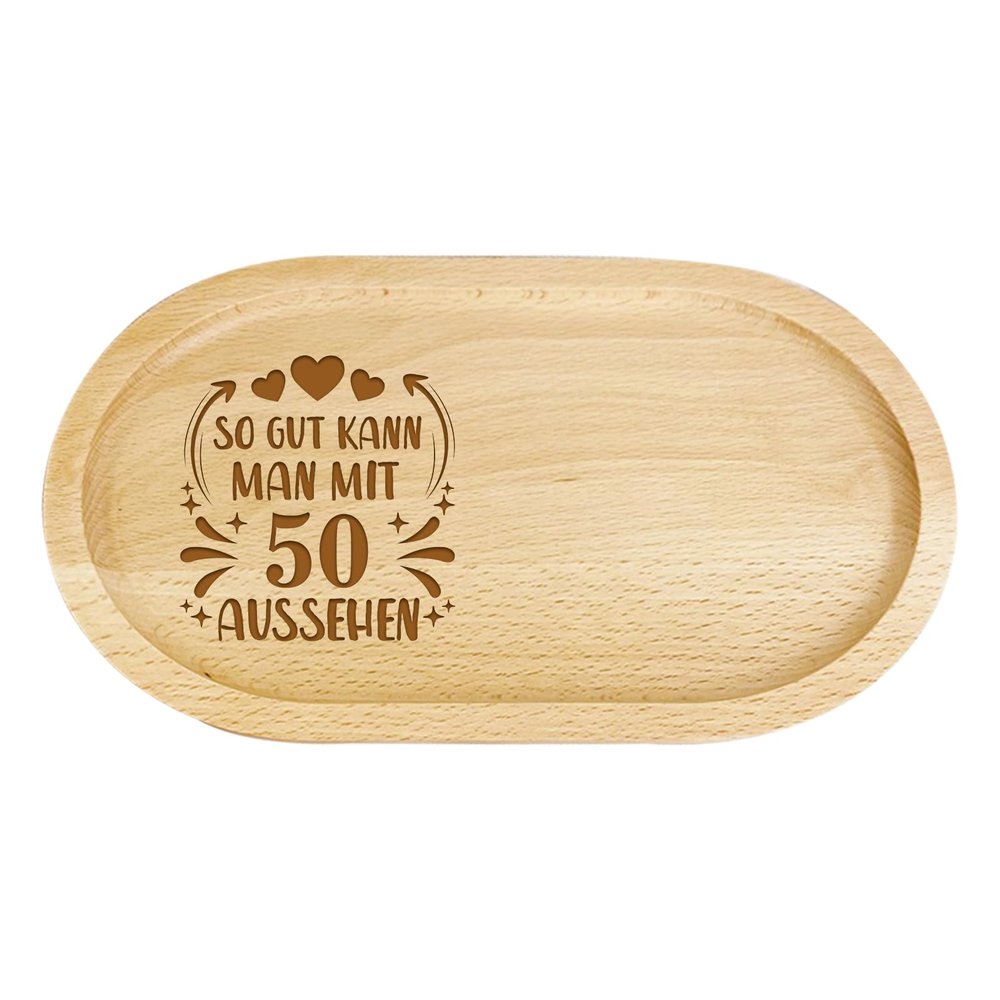 Oval Wooden Serving Tray for 50th Birthday